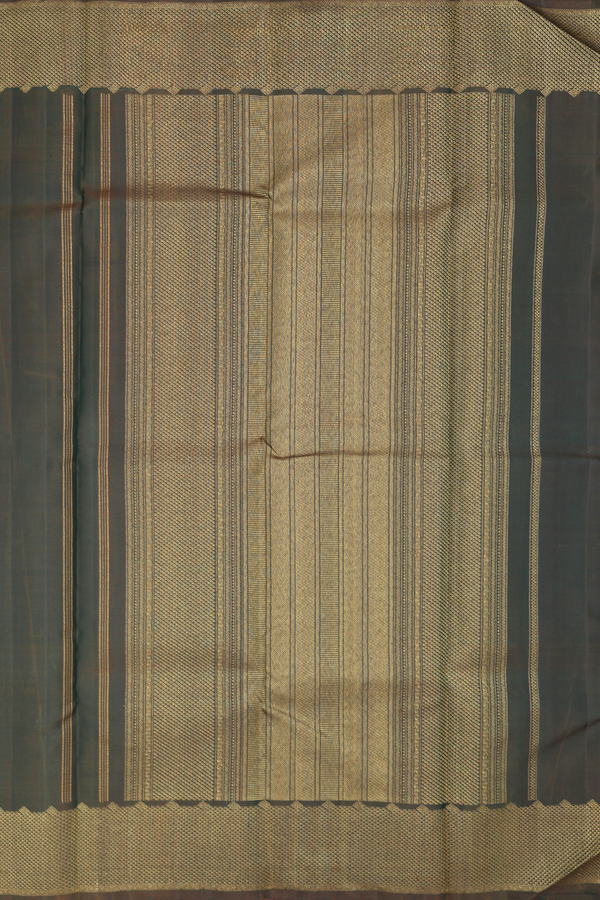 Kanchipuram Silk Saree In Dark Moss Green With Zari Border