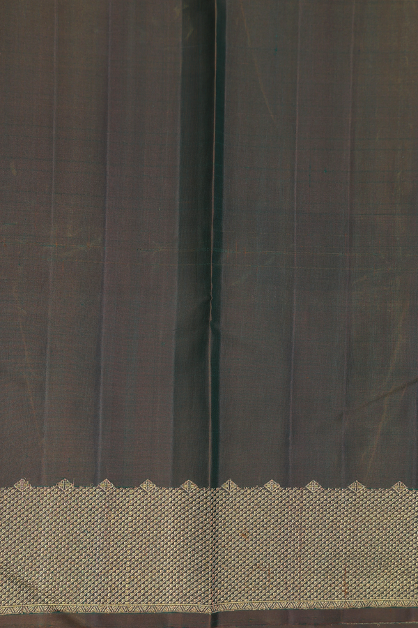 Kanchipuram Silk Saree In Dark Moss Green With Zari Border
