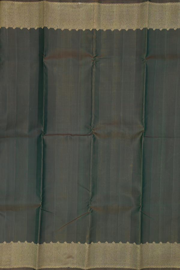 Kanchipuram Silk Saree In Dark Moss Green With Zari Border