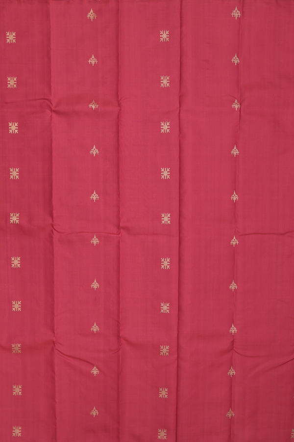 Kanchipuram Silk Saree In Red With Zari Buttas