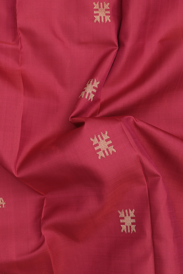 Kanchipuram Silk Saree In Red With Zari Buttas