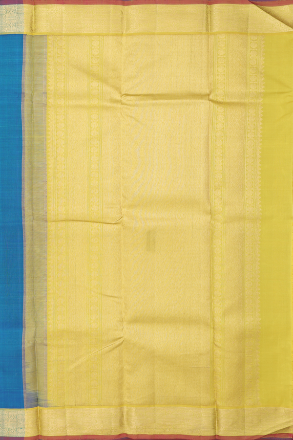 Kanchipuram Silk Saree In Teal Blue With Contrast Border