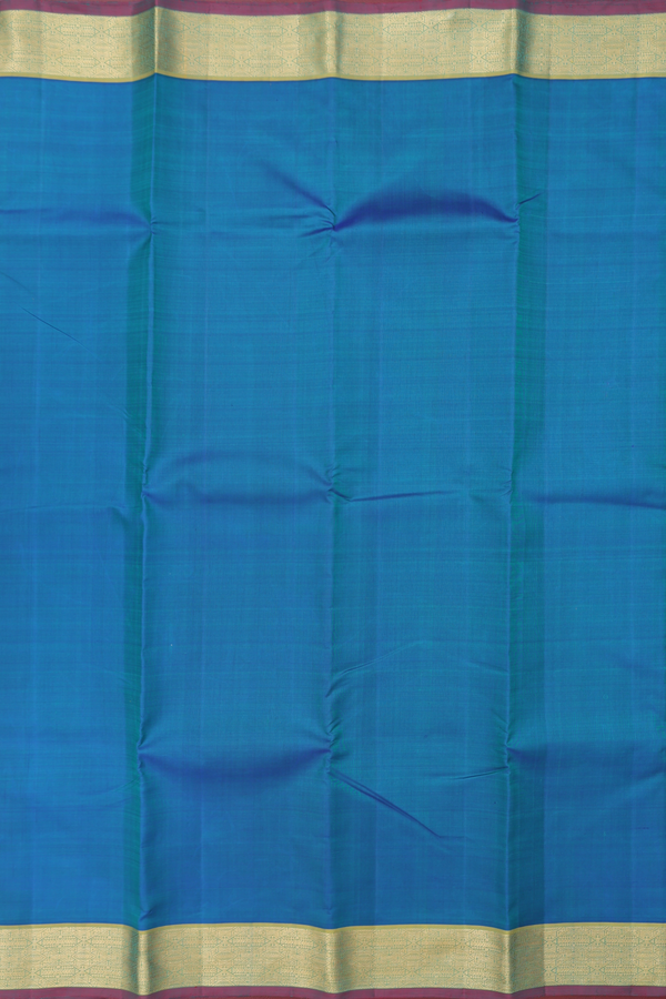 Kanchipuram Silk Saree In Teal Blue With Contrast Border