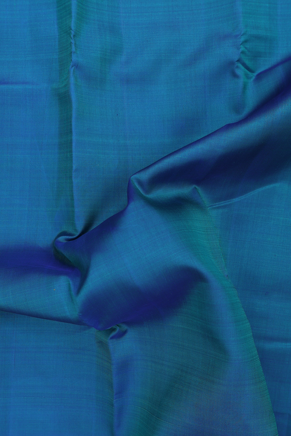 Kanchipuram Silk Saree In Teal Blue With Contrast Border