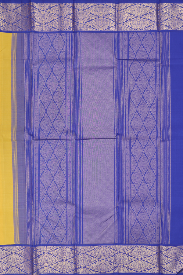 Kanchipuram Silk Saree In Royal Yellow With Contrast Border