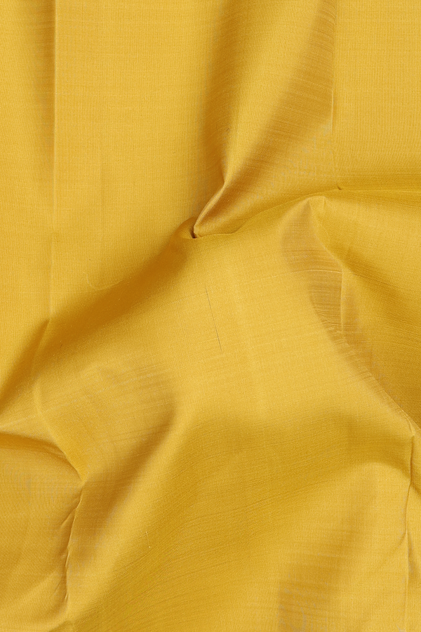 Kanchipuram Silk Saree In Royal Yellow With Contrast Border