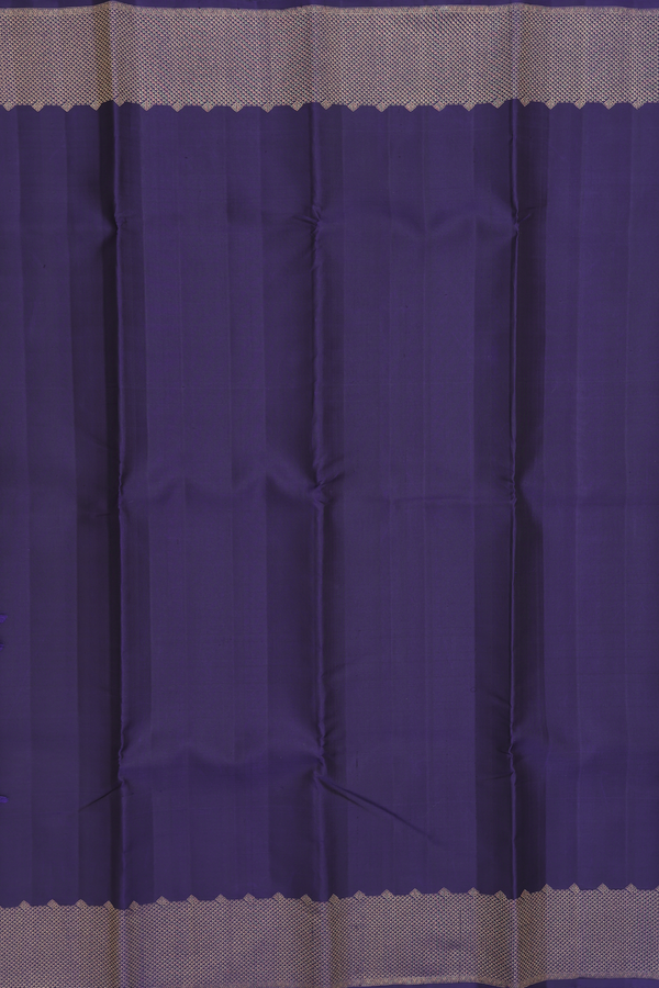Kanchipuram Silk Saree In Navy Blue With Diagonal Border