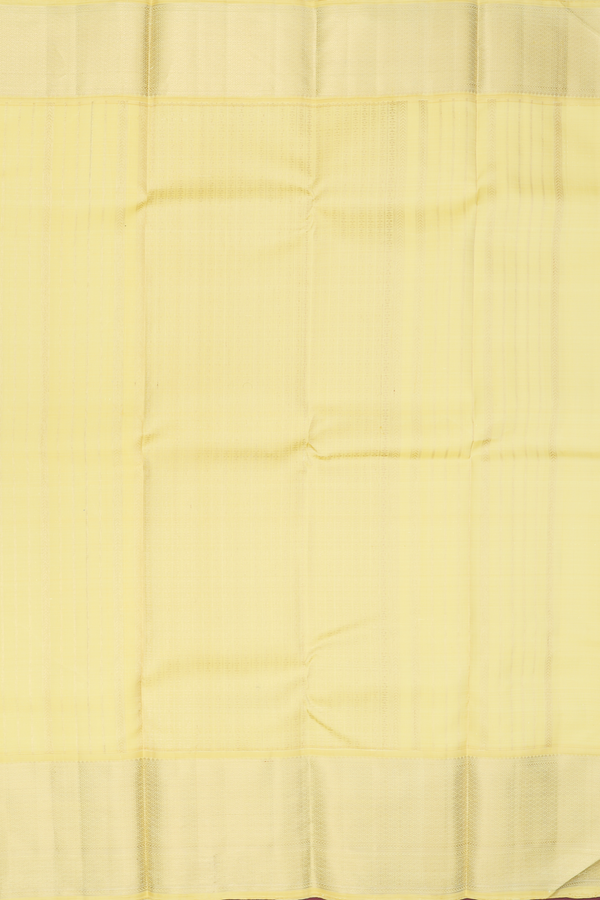 Kanchipuram Silk Saree In Light Yellow With Jacquard Pattern