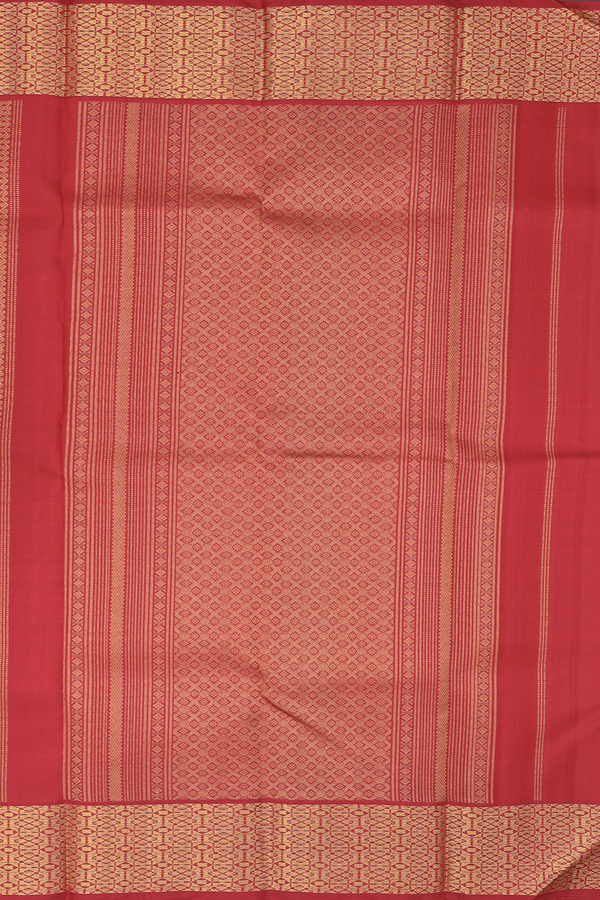 Kanchipuram Silk Saree In Red With Geometric Design