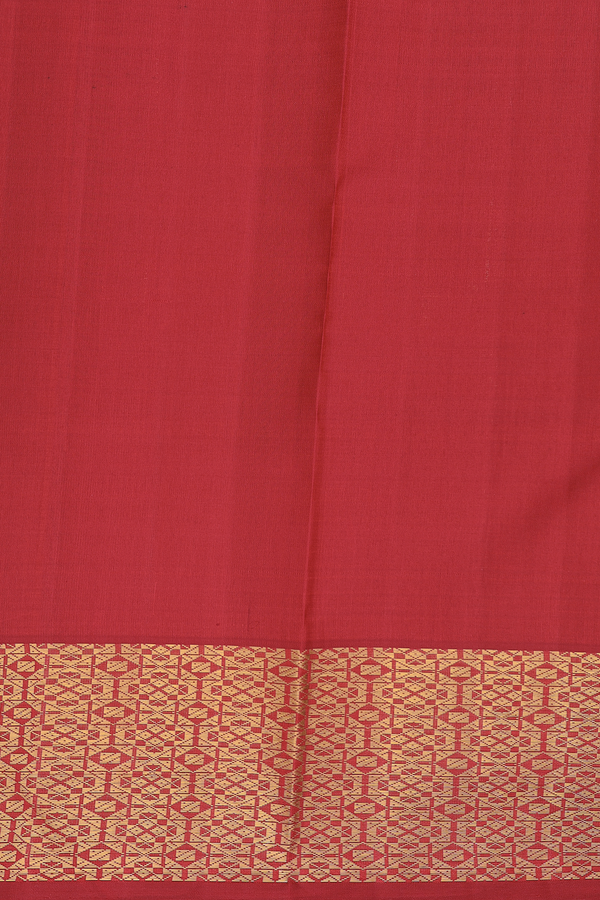 Kanchipuram Silk Saree In Red With Geometric Design