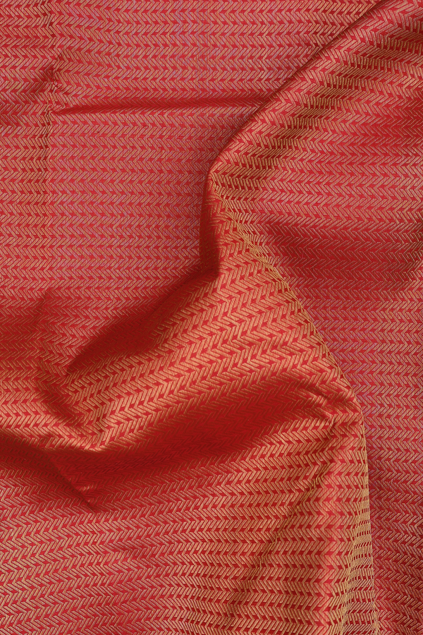 Kanchipuram Silk Saree In Red With Geometric Design