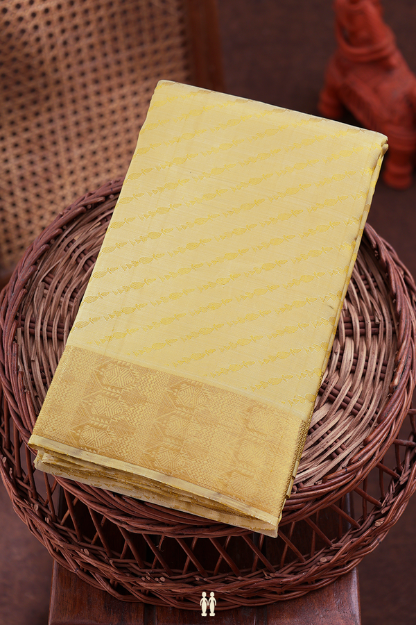 Kanchipuram Silk Saree In Light Brown With Jacquard Pattern