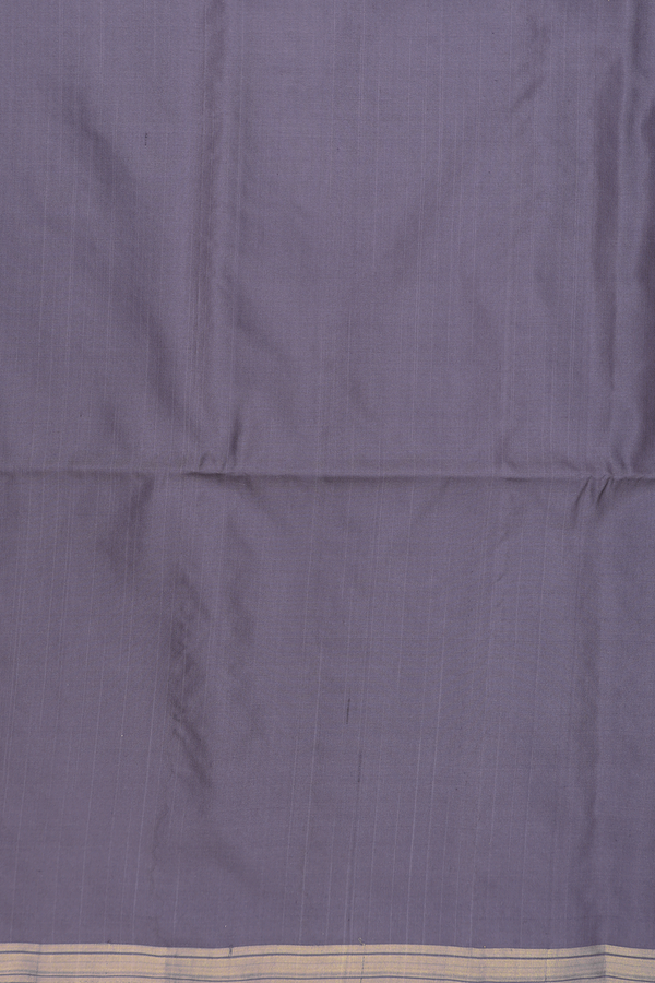 Soft Silk Saree In Greyish Purple With Zari Buttas