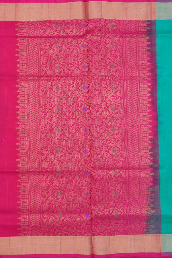 Soft Silk Saree In Green With Paisley Motifs