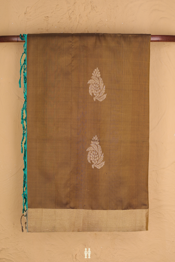 Soft Silk Saree In Peanut Brown Zari Motifs