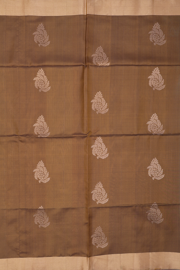Soft Silk Saree In Peanut Brown Zari Motifs
