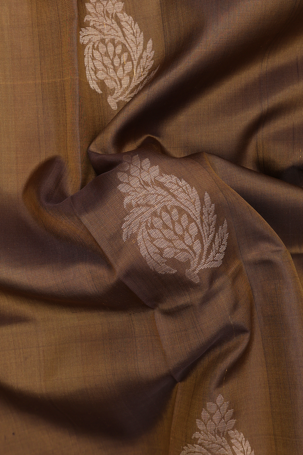 Soft Silk Saree In Peanut Brown Zari Motifs