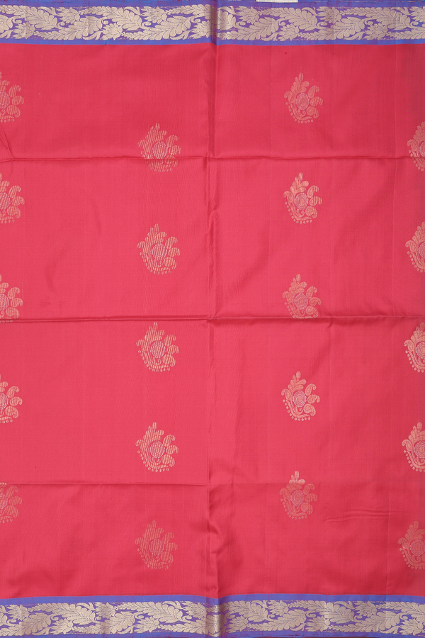 Soft Silk Saree In Rani Pink With Paisley Motifs
