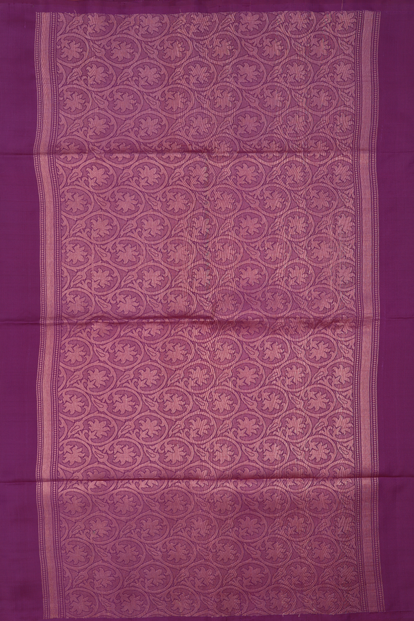 Soft Silk Saree In Plum Purple With Paisley Buttas