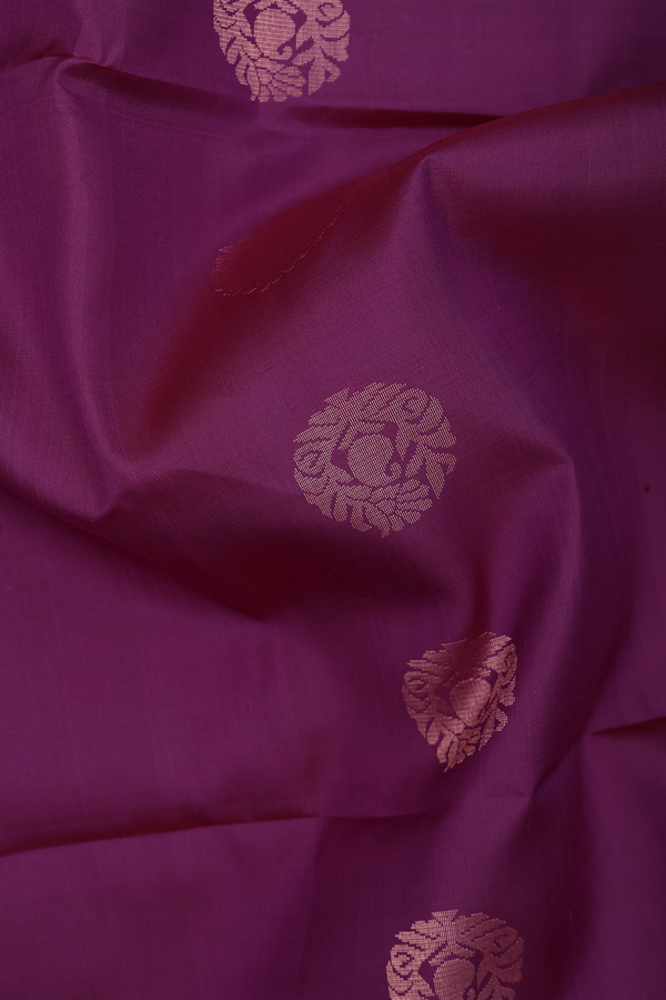 Soft Silk Saree In Plum Purple With Paisley Buttas