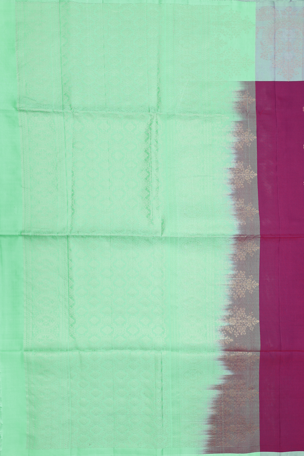Soft Silk Saree In Berry Purple With Zari Buttas