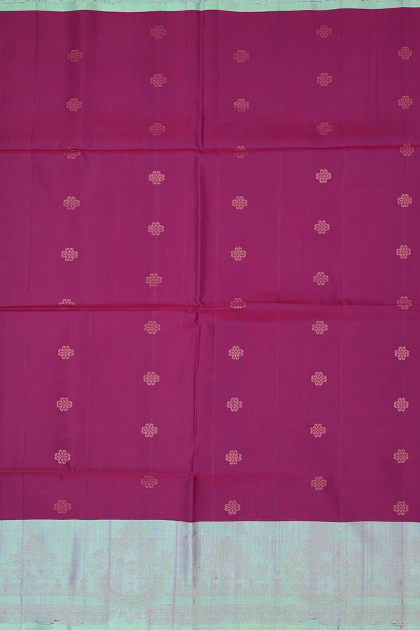 Soft Silk Saree In Berry Purple With Zari Buttas