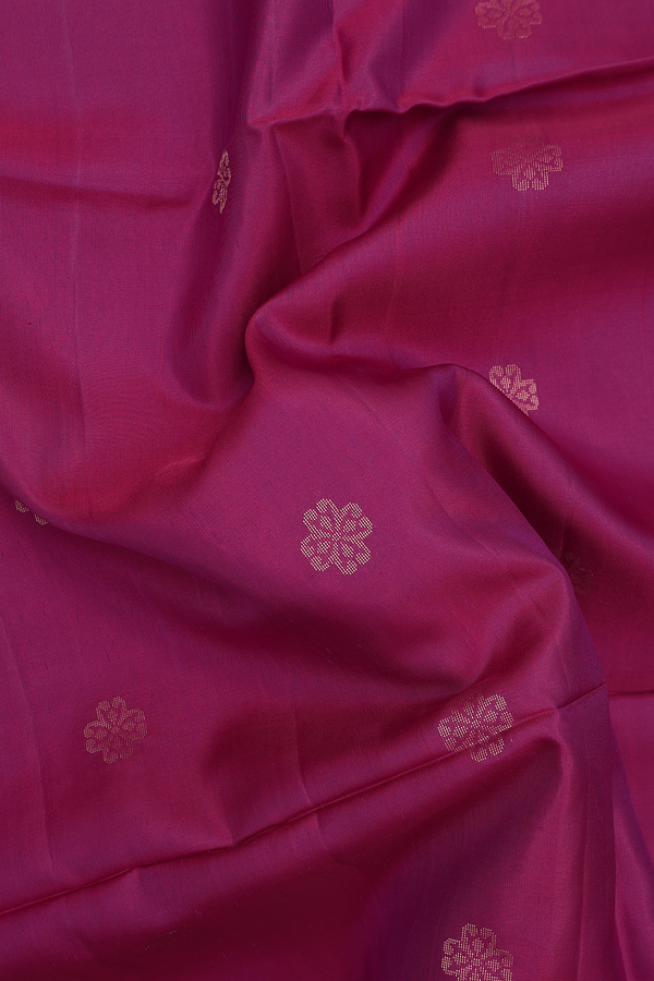 Soft Silk Saree In Berry Purple With Zari Buttas
