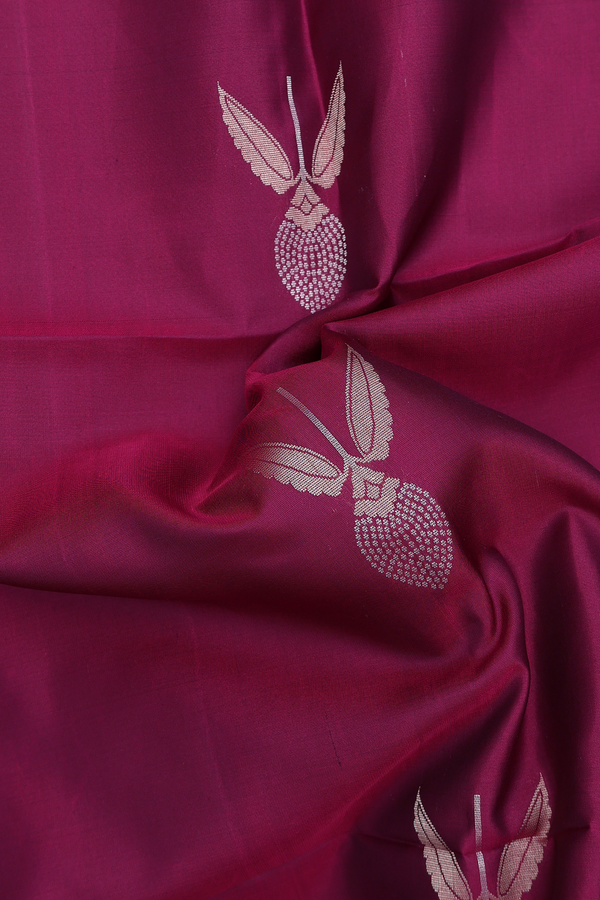 Soft Silk Saree In Plum Purple With Floral Motifs