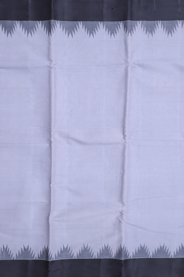 Kanchi Cotton Saree In Grey With Contrast Silk Border