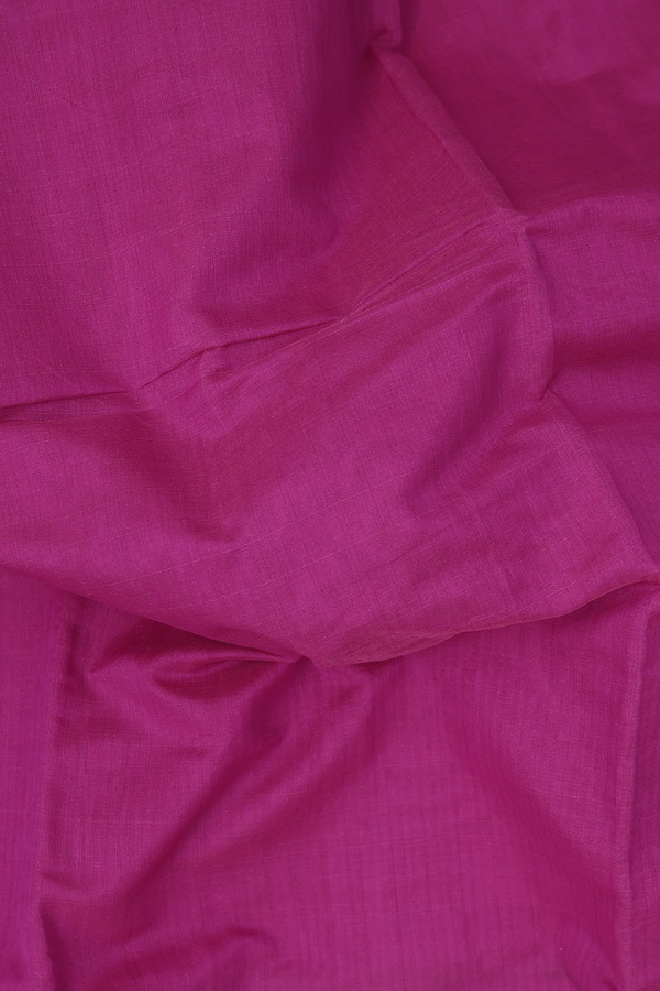 Kora Silk Cotton Saree In Plain Purple With Paisley Border