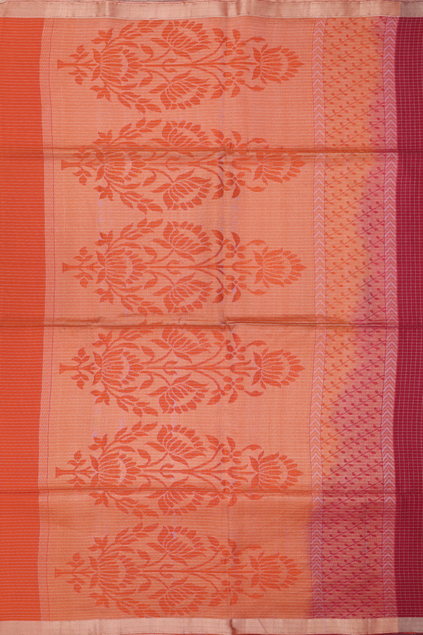 Soft Silk Saree In Red With Checks Design