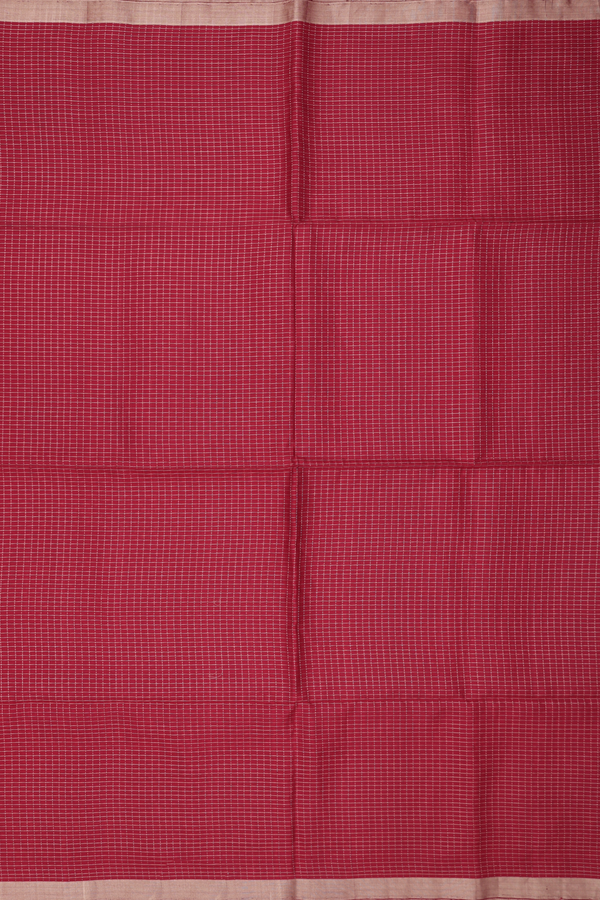 Soft Silk Saree In Red With Checks Design