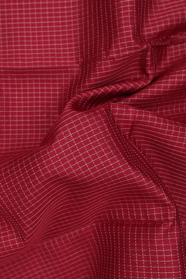 Soft Silk Saree In Red With Checks Design