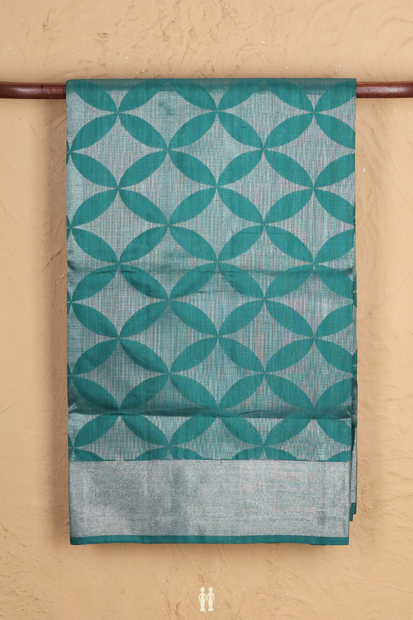 Soft Silk Saree In Peacock Green With Allover Design