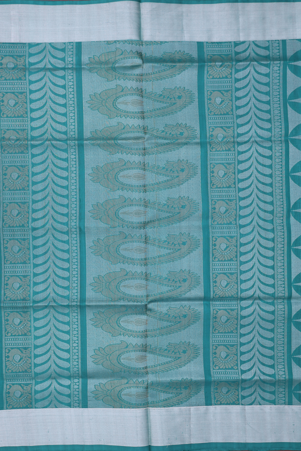 Soft Silk Saree In Peacock Green With Allover Design