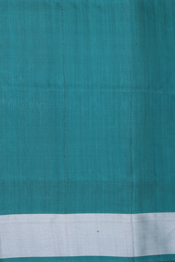 Soft Silk Saree In Peacock Green With Allover Design