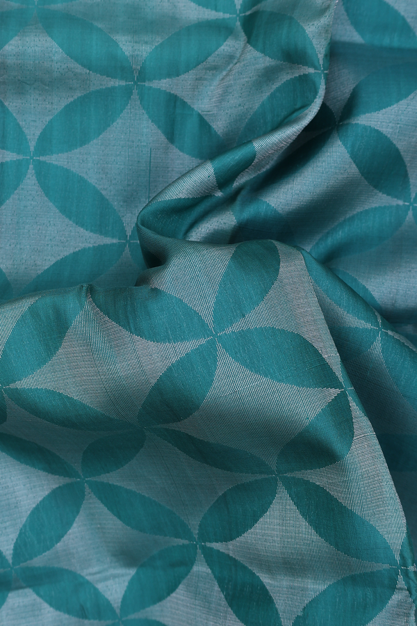 Soft Silk Saree In Peacock Green With Allover Design