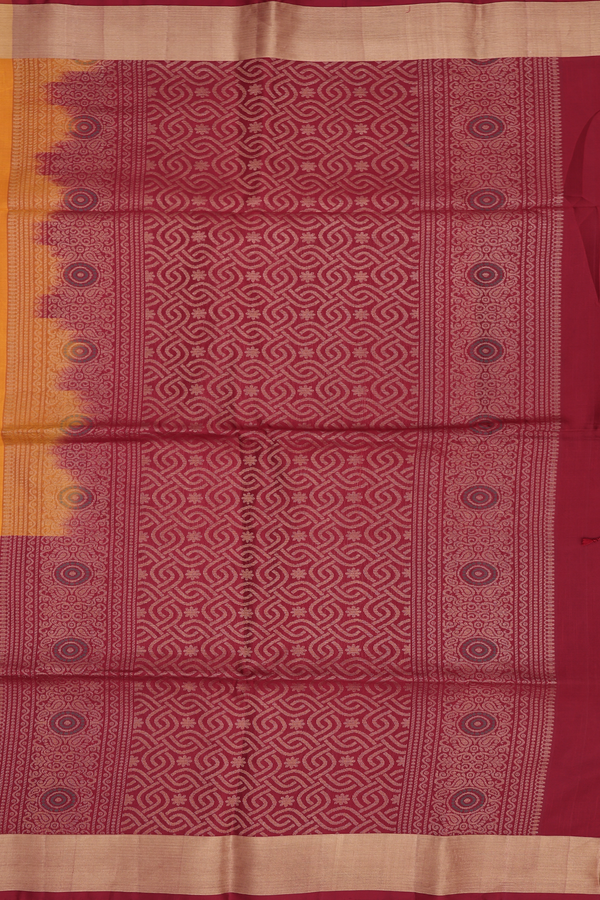 Soft Silk Saree In Orange With Floral Border