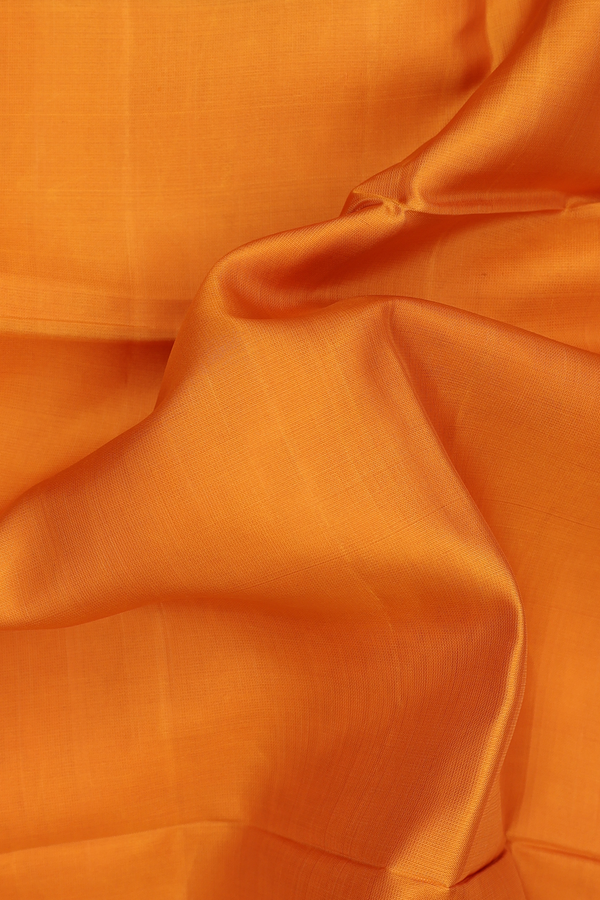 Soft Silk Saree In Orange With Floral Border