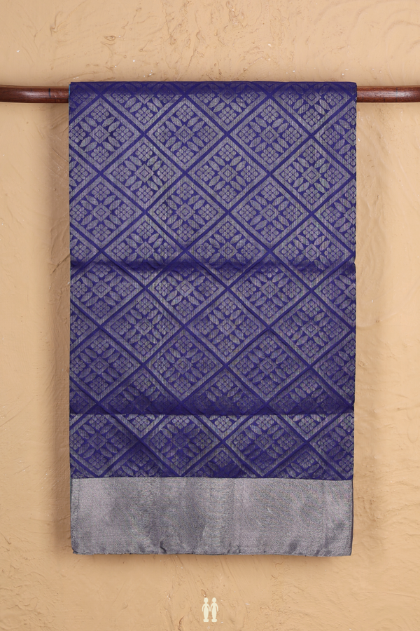 Soft Silk Saree In Royal Blue With Diamond Design