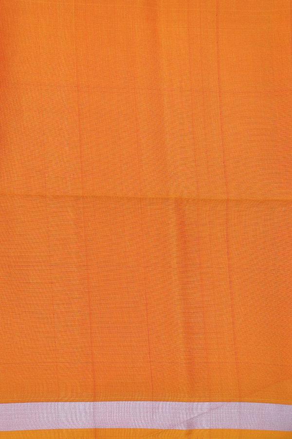 Soft Silk Saree In Bright Orange With Stripes Design