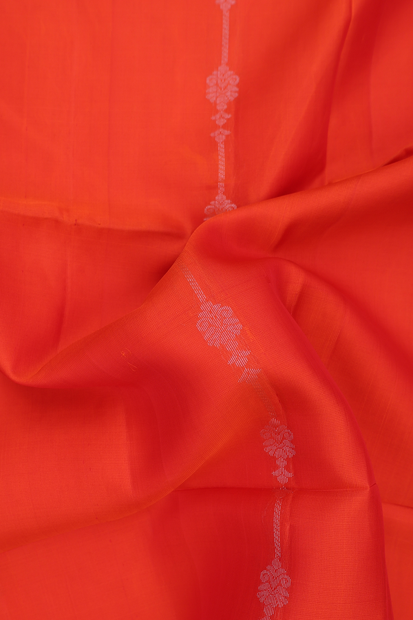 Soft Silk Saree In Bright Orange With Stripes Design