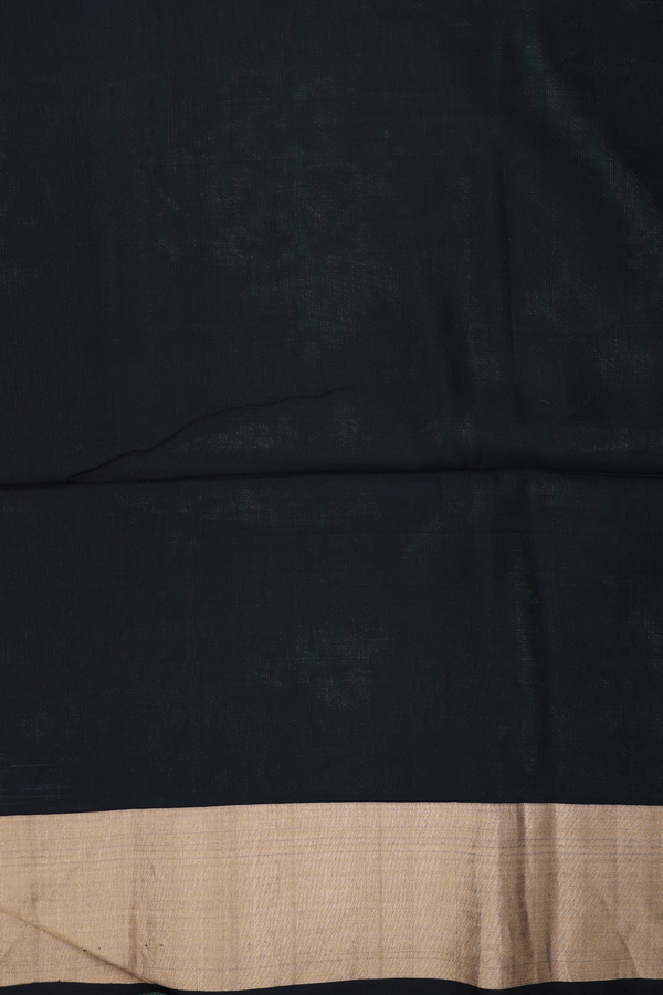 Soft Silk Saree In Green With Checks Along Buttas