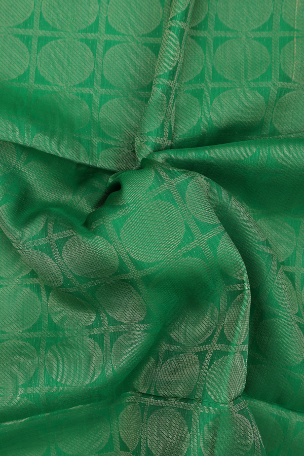 Soft Silk Saree In Green With Checks Along Buttas