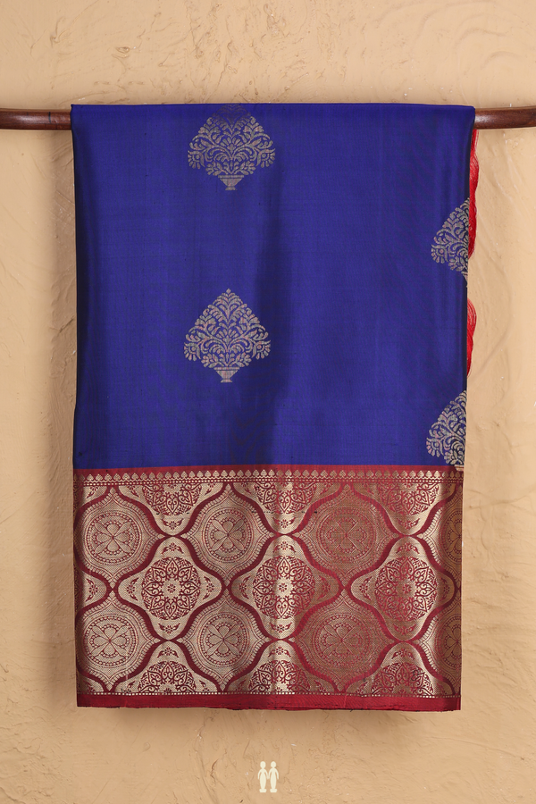 Soft Silk Saree In Royal Blue With Zari Motifs