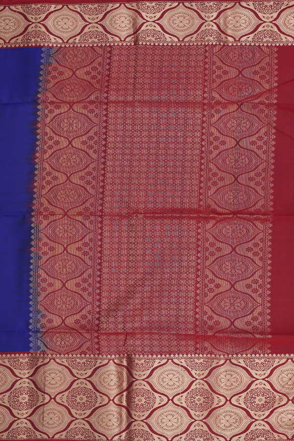Soft Silk Saree In Royal Blue With Zari Motifs