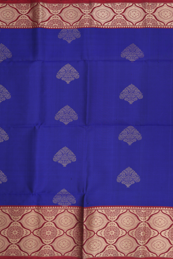 Soft Silk Saree In Royal Blue With Zari Motifs