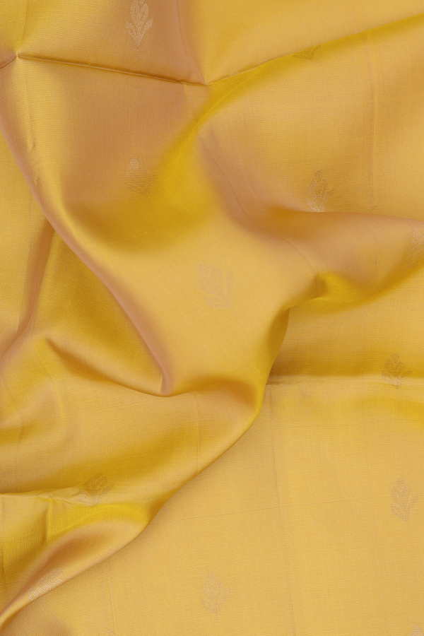 Soft Silk Saree In Yellow With Floral Buttas