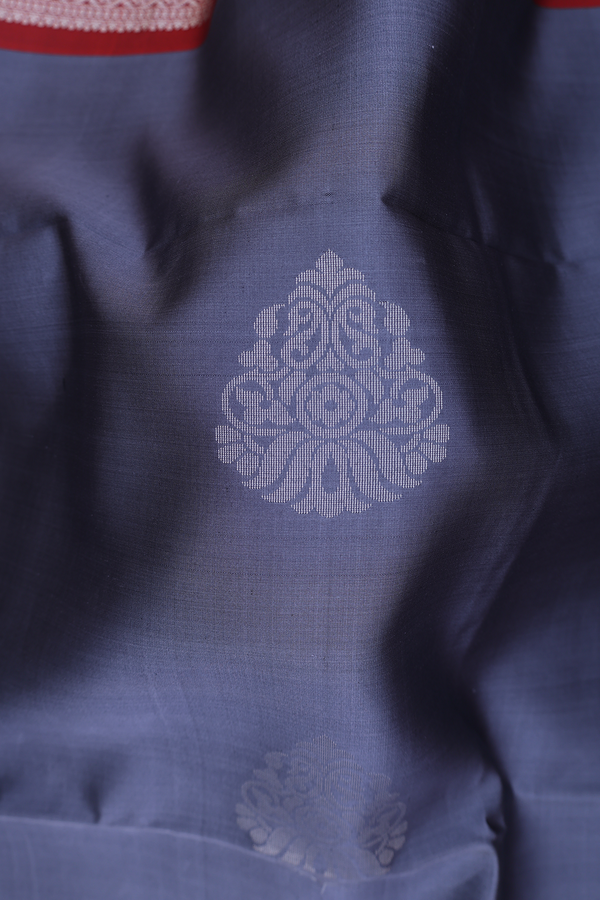 Soft Silk Saree In Grey With Zari Motifs