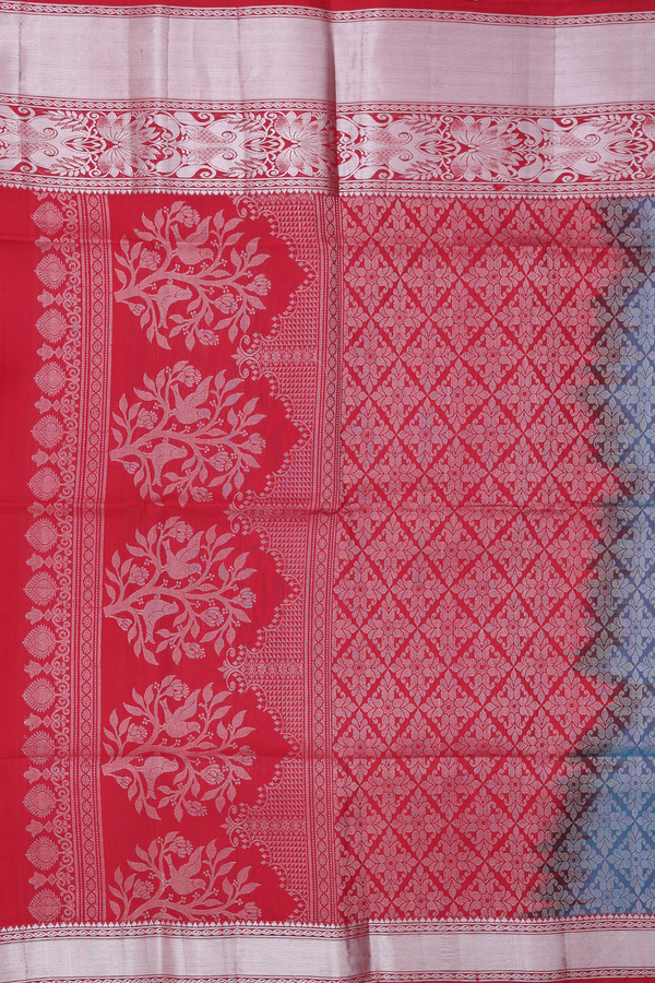 Soft Silk Saree In Teal Blue With Peacock Motifs